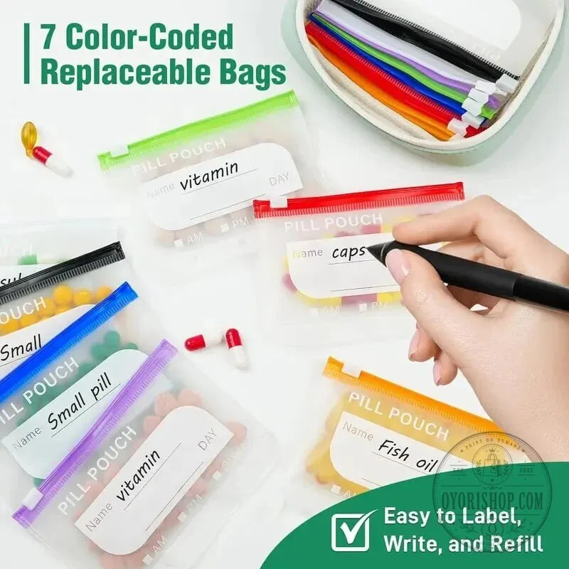 Waterproof Pill Pouch Set with 14 Crush-Proof Travel Ready Organizers 23 Waterproof Pill Pouch Set with 14 Crush-Proof Travel Ready Organizers