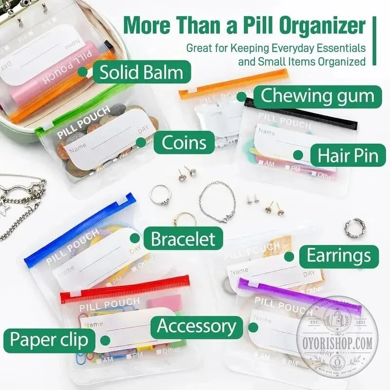 Waterproof Pill Pouch Set with 14 Crush-Proof Travel Ready Organizers 24 Waterproof Pill Pouch Set with 14 Crush-Proof Travel Ready Organizers