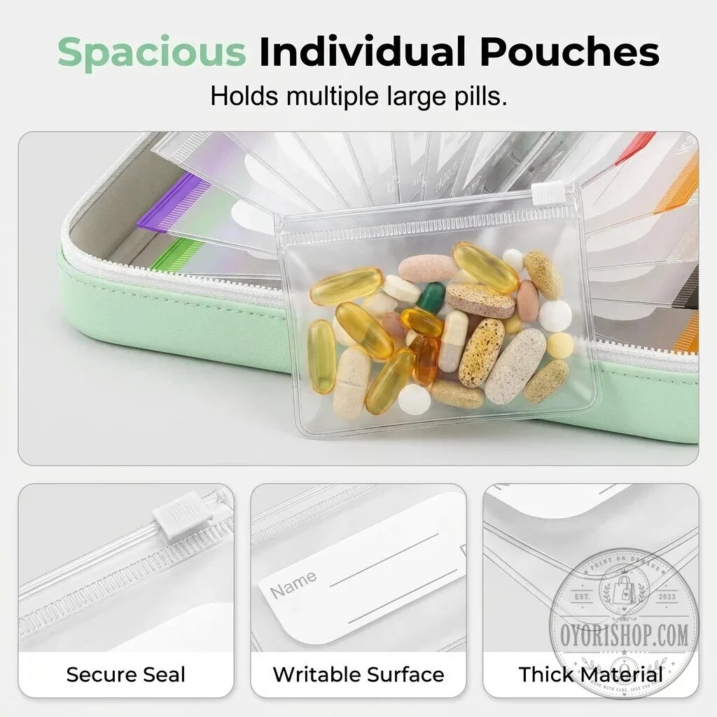 Waterproof Pill Pouch Set with 14 Crush-Proof Travel Ready Organizers 26 Waterproof Pill Pouch Set with 14 Crush-Proof Travel Ready Organizers