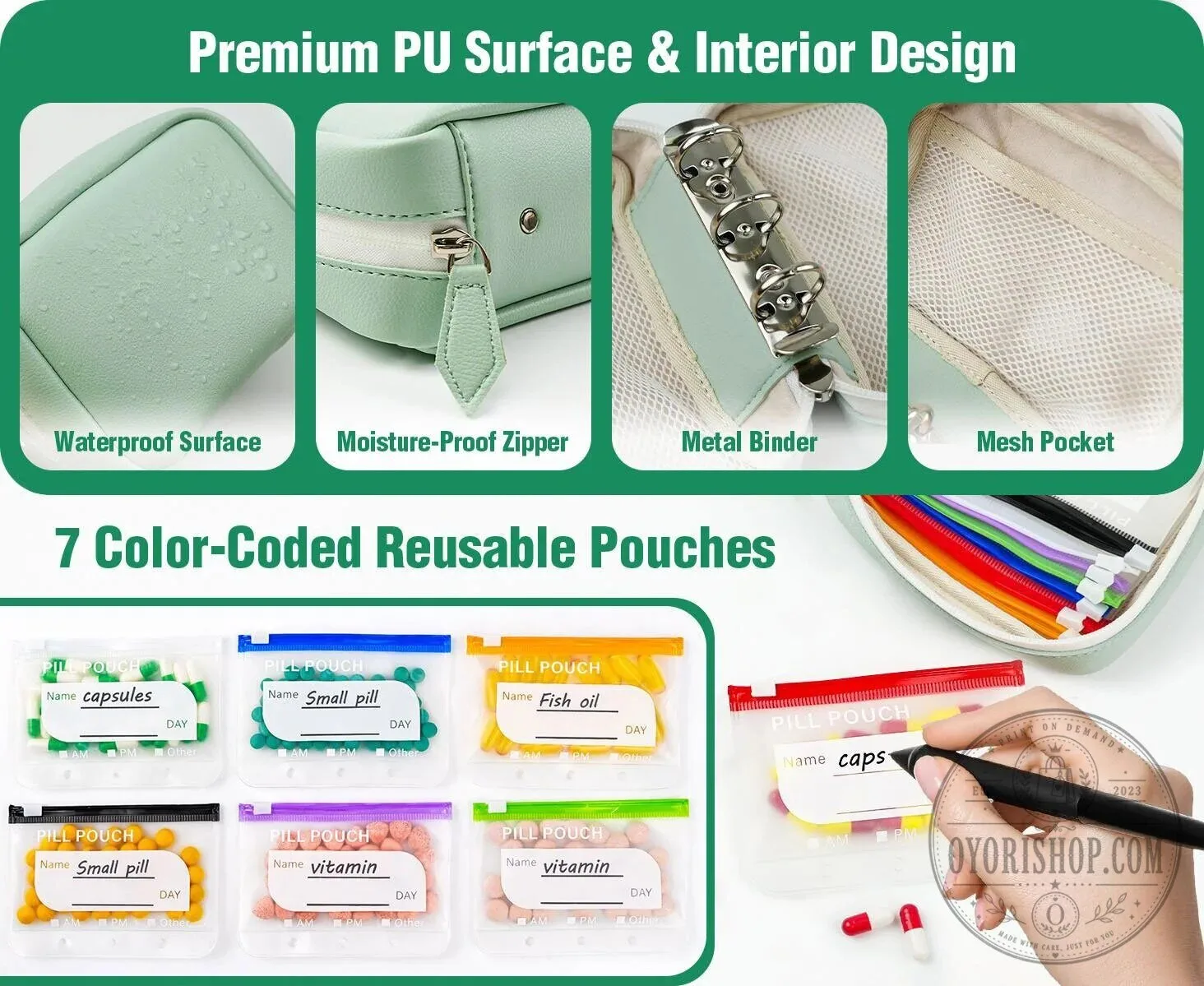 Waterproof Pill Pouch Set with 14 Crush-Proof Travel Ready Organizers 27 Waterproof Pill Pouch Set with 14 Crush-Proof Travel Ready Organizers