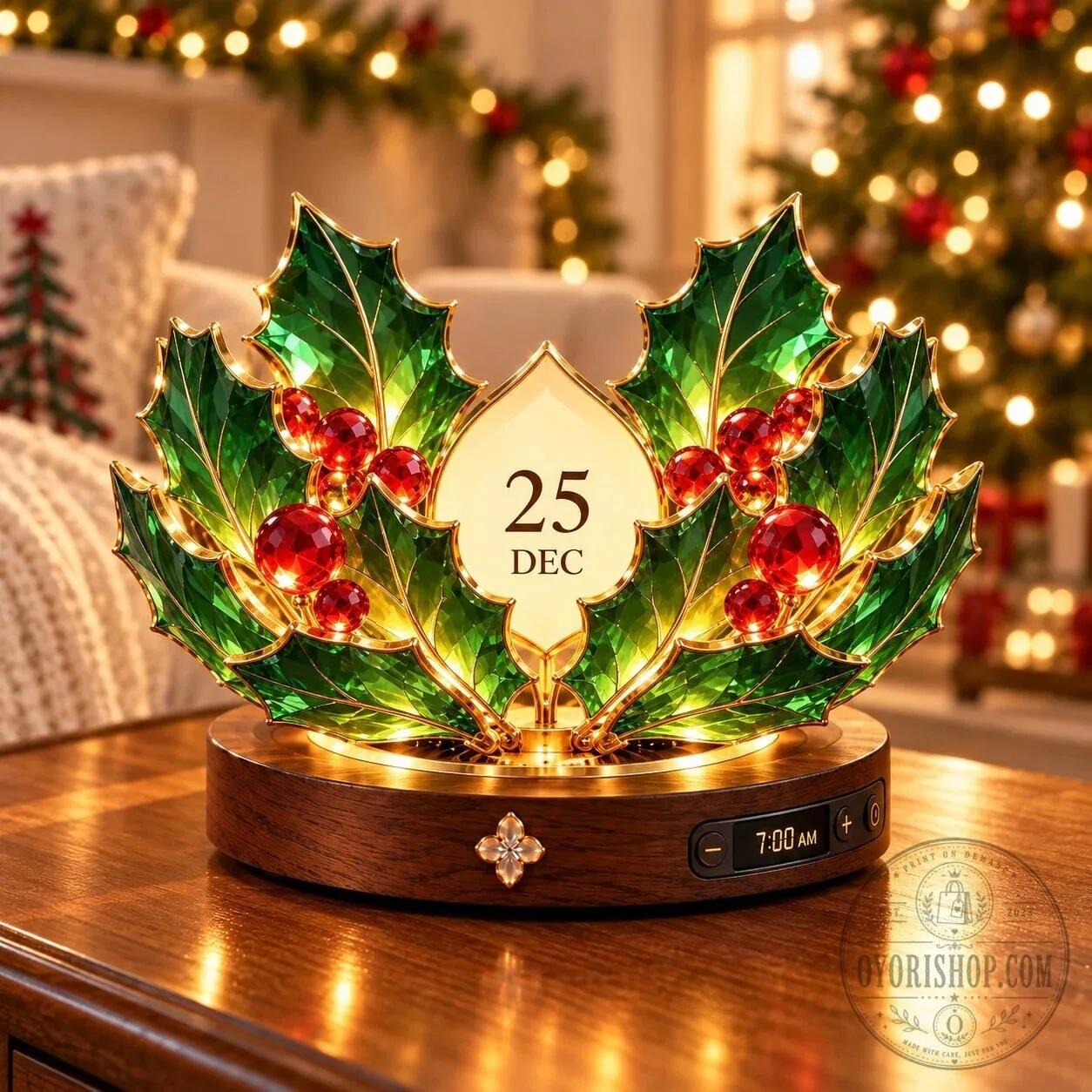 Christmas Poinsettia LED Light Perpetual Calendar Desk Decor 11 Christmas Poinsettia LED Light Perpetual Calendar Desk Decor