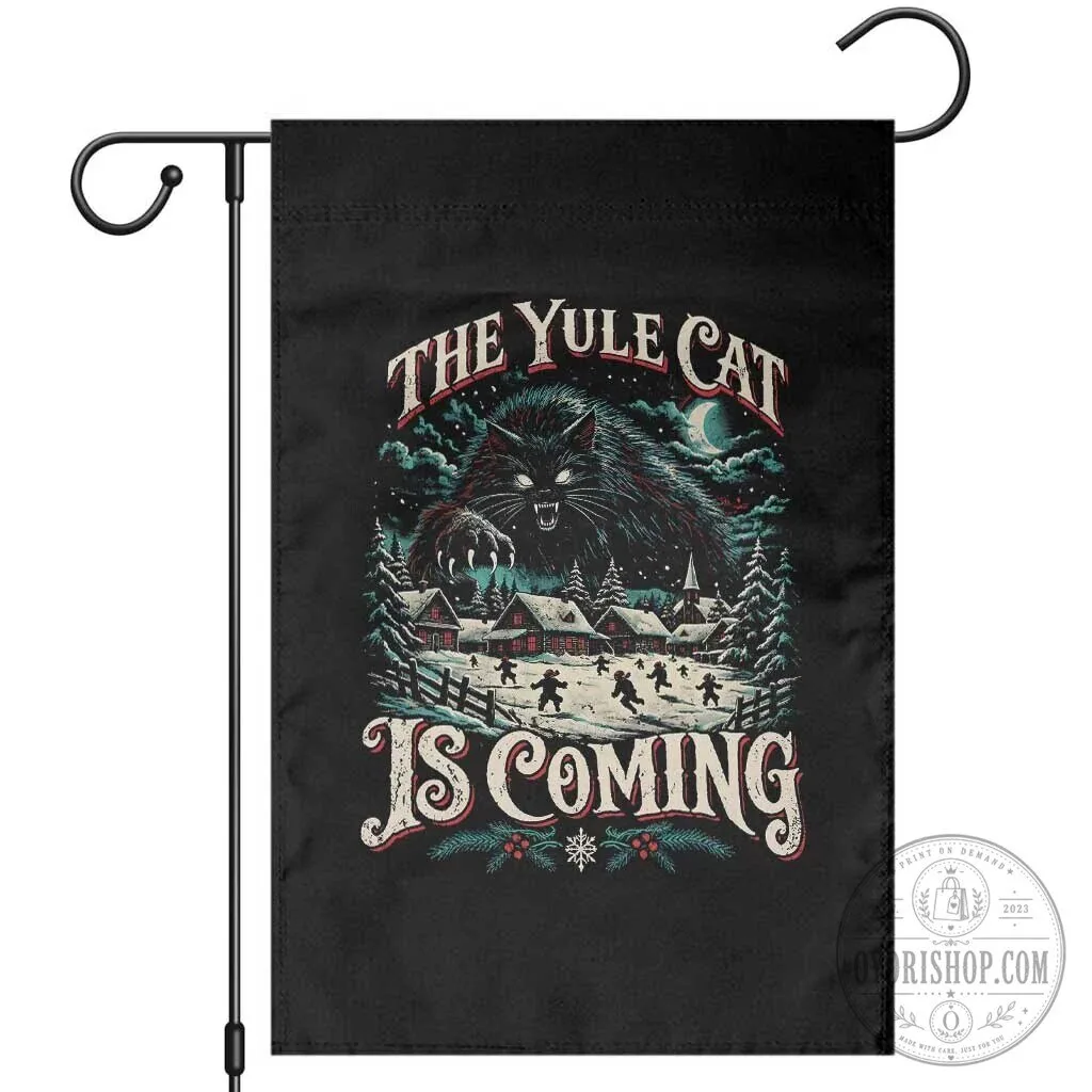 The Yule Cat Is Coming Icelandic Folklore Christmas Horror Garden Flag