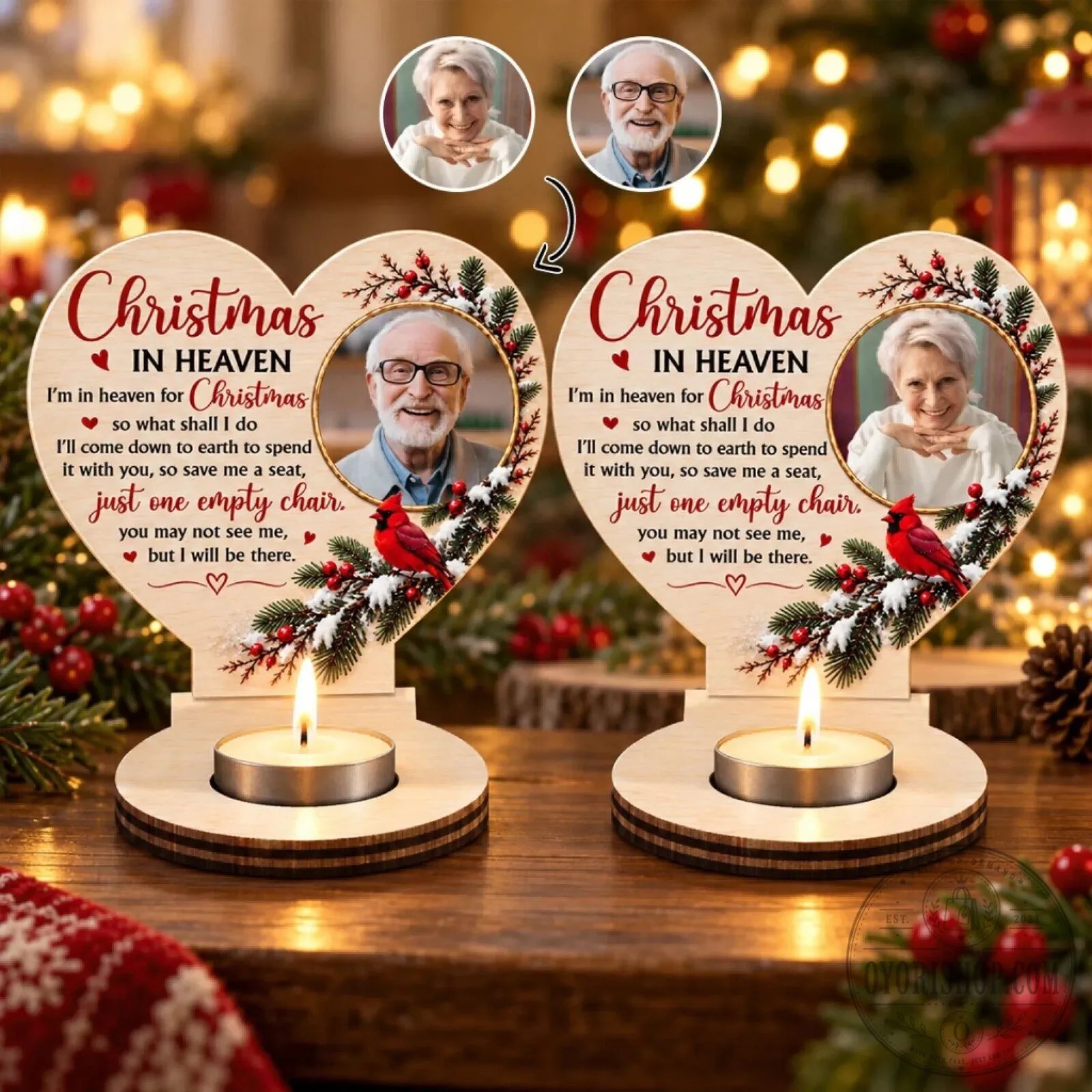 Personalized Christmas In Heaven Memorial Wooden Candle Holder 27 Personalized Christmas In Heaven Memorial Wooden Candle Holder