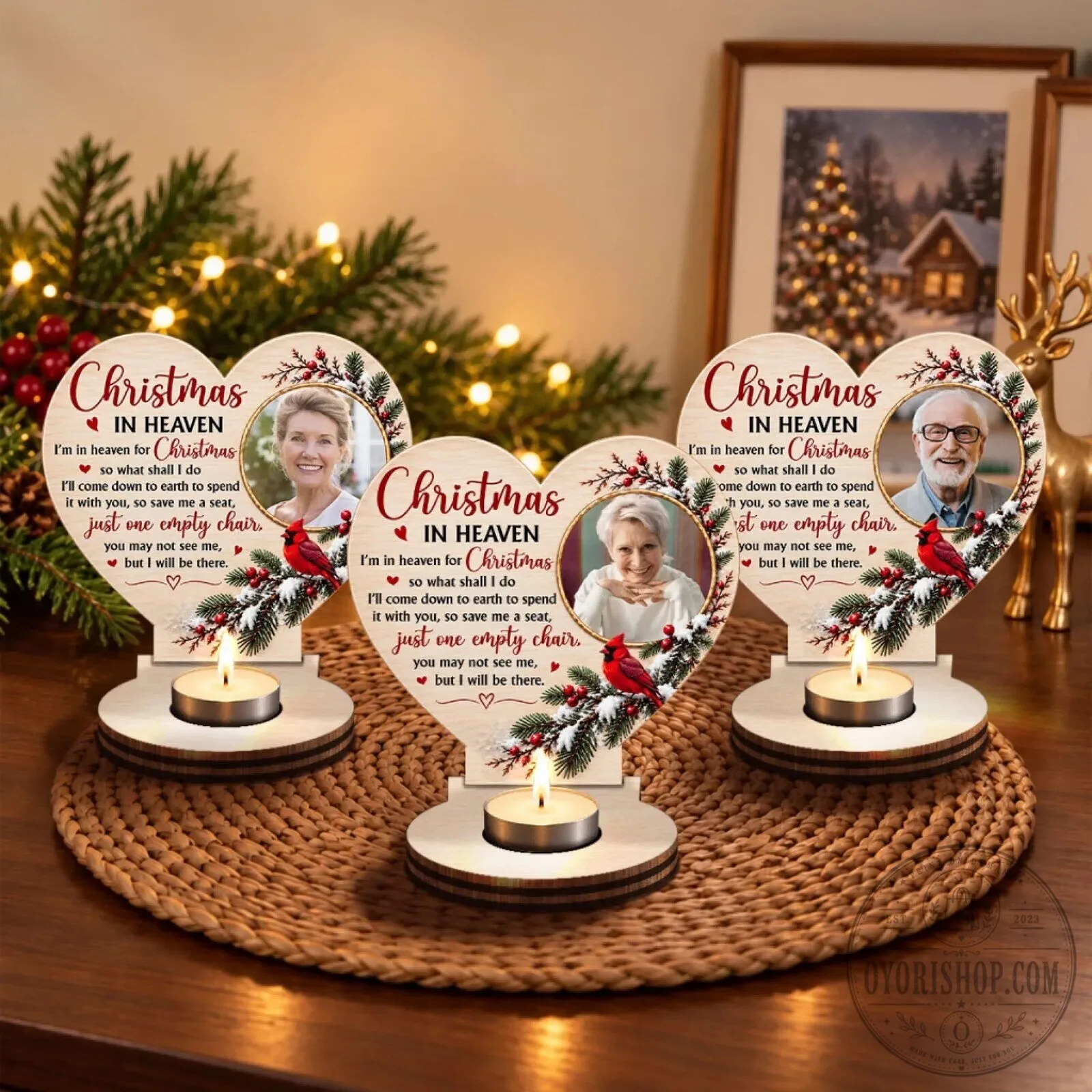Personalized Christmas In Heaven Memorial Wooden Candle Holder 28 Personalized Christmas In Heaven Memorial Wooden Candle Holder