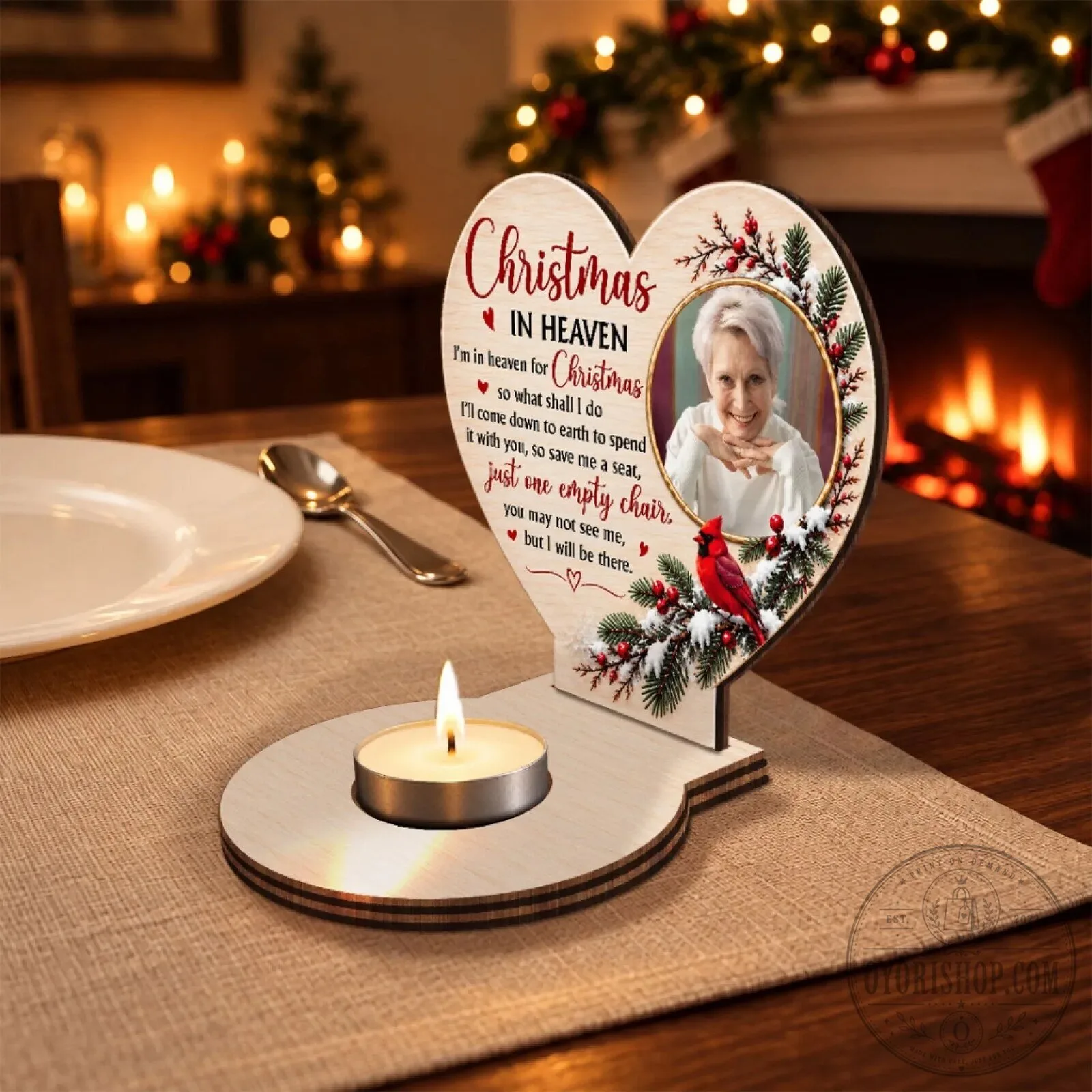 Personalized Christmas In Heaven Memorial Wooden Candle Holder 29 Personalized Christmas In Heaven Memorial Wooden Candle Holder