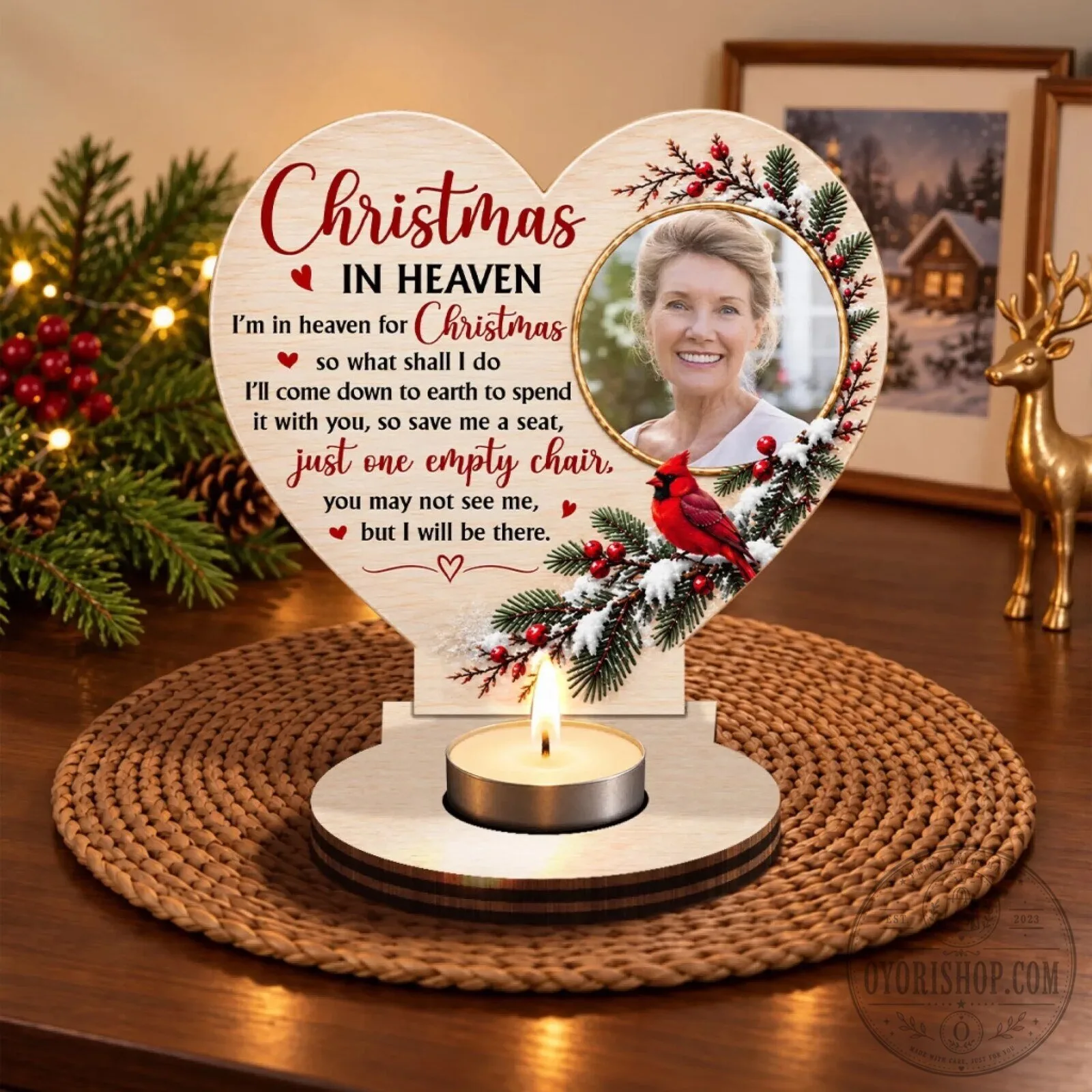 Personalized Christmas In Heaven Memorial Wooden Candle Holder 30 Personalized Christmas In Heaven Memorial Wooden Candle Holder