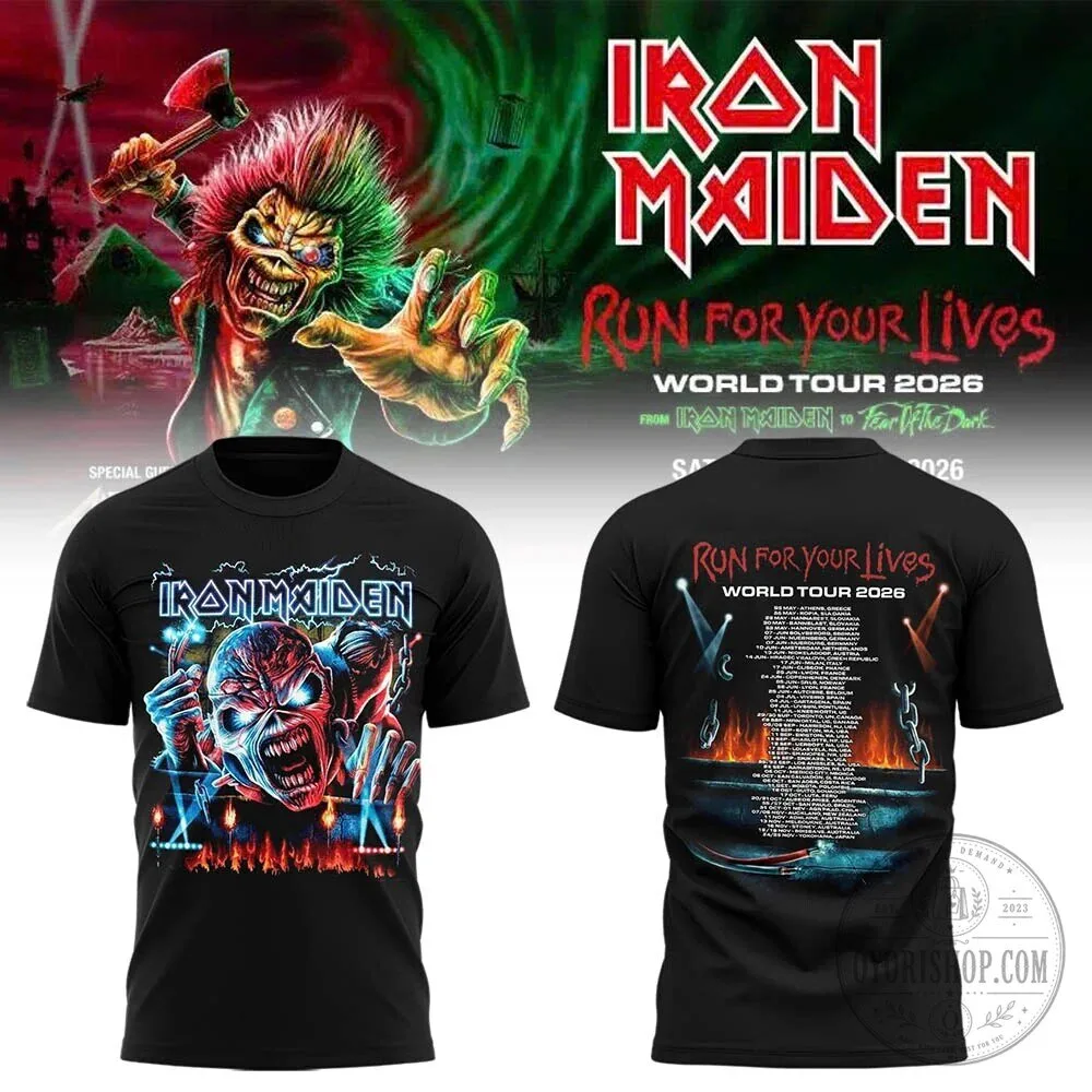 Black T-Shirt for Iron Maiden's 2026 Run For Your Lives World Tour 3 Black T-Shirt for Iron Maiden