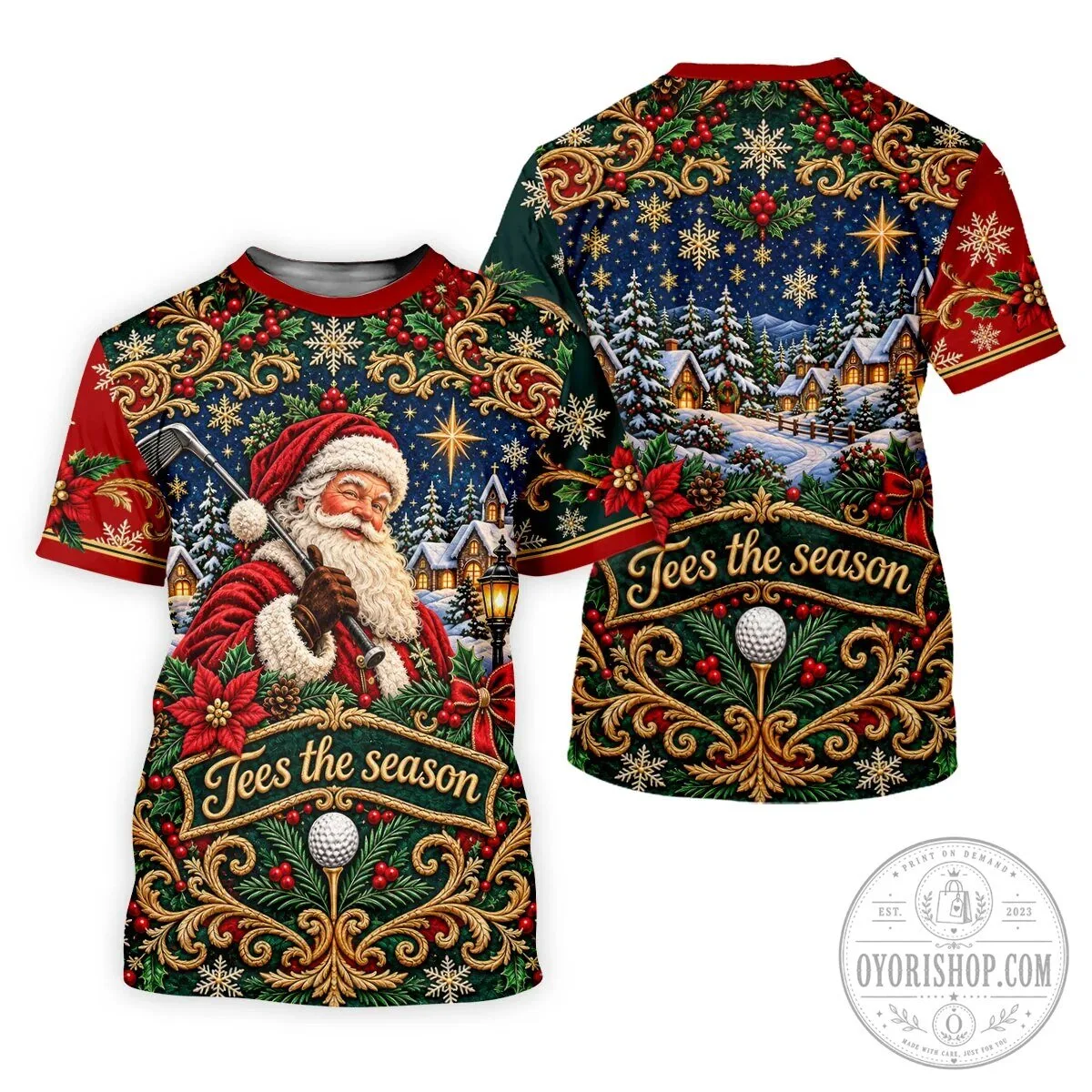 Tees The Season Santa Claus Christmas Golf Polo Shirt for Women 17 Tees The Season Santa Claus Christmas Golf Polo Shirt for Women