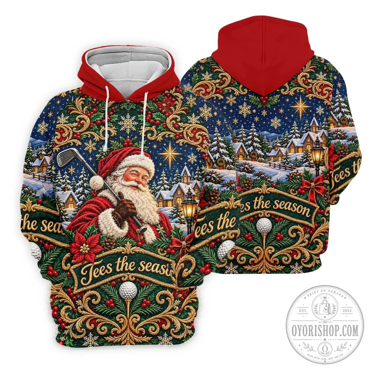 Tees The Season Santa Claus Christmas Golf Polo Shirt for Women 21 Tees The Season Santa Claus Christmas Golf Polo Shirt for Women